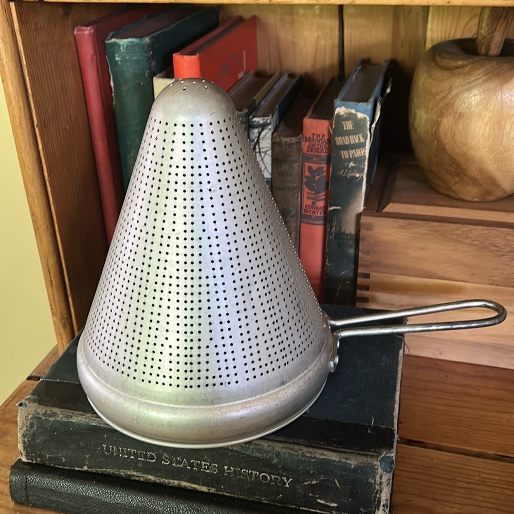 VINTAGE Aluminum Cone Strainer with Handle